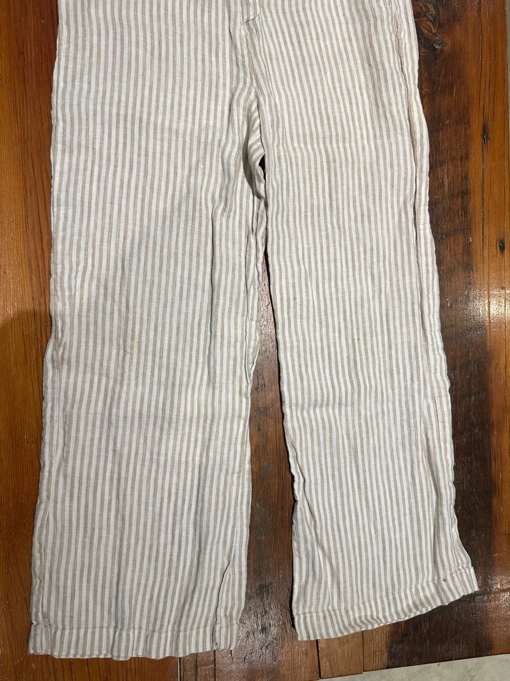 Mango MNG Linen Overalls, Cream Stripe, Women's Sm